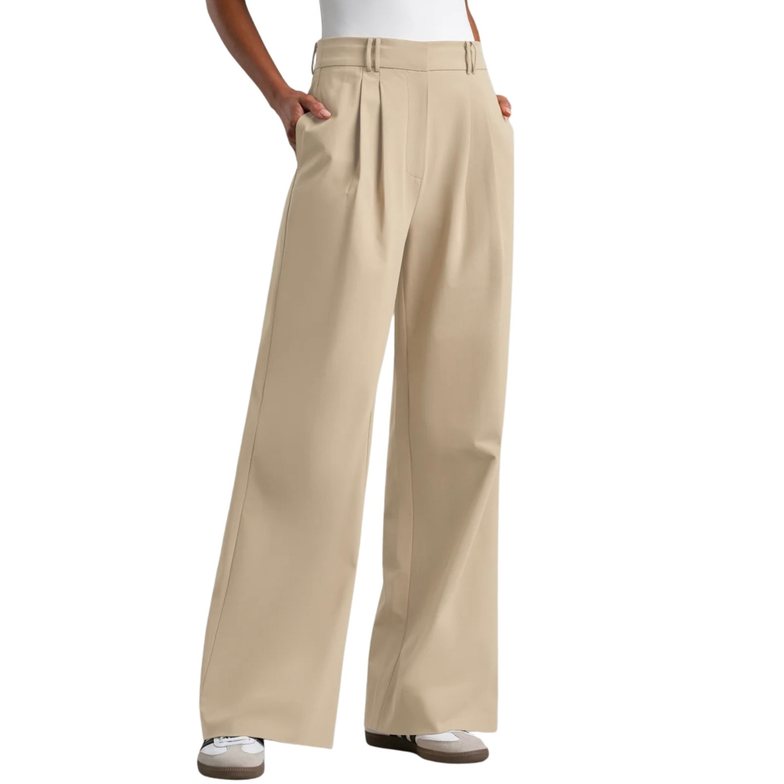 Rhone The Wide Leg Trouser 2 Linen Beige Pleated High Rise Tailored Pant Euc